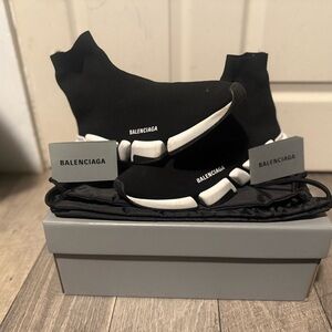 Balenciaga Black and White Sock Sneakers